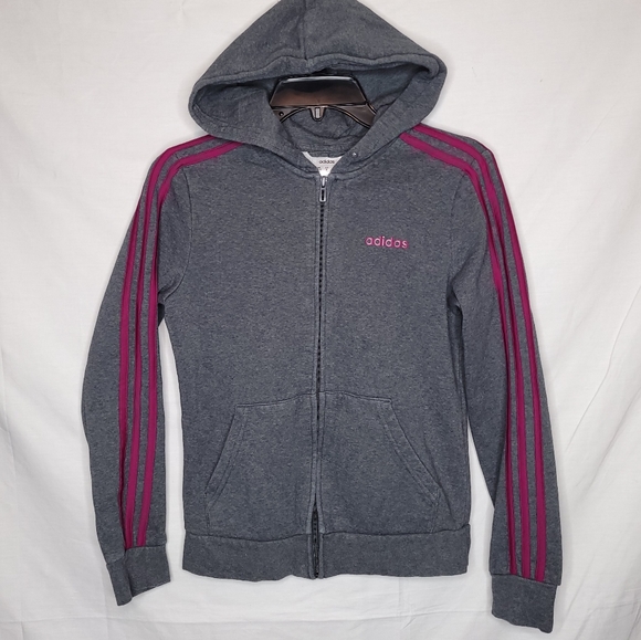 ADIDAS Women's Fleece Lined Full Zip 3 Stripe Long Sleeve Track Jacket SMALL